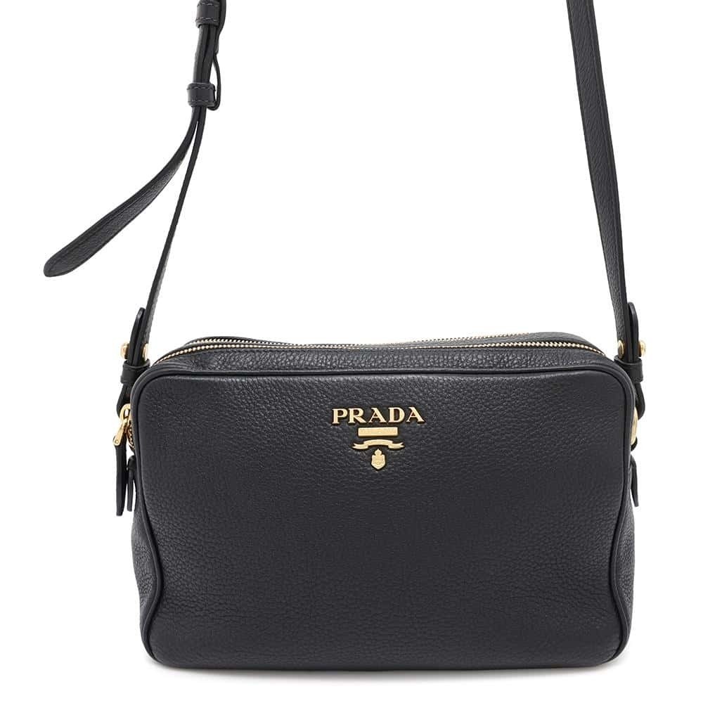 Prada Vitello Phenix leather camera Shoulder bag black